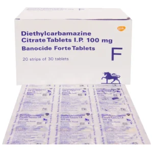 Banocide Forte 50 mg diethylcarbamazine antiparasitic tablet for filariasis and tropical eosinophilia treatment