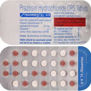 Prazopress XL 2.5 mg prazosin extended-release tablet for hypertension and benign prostatic hyperplasia treatment