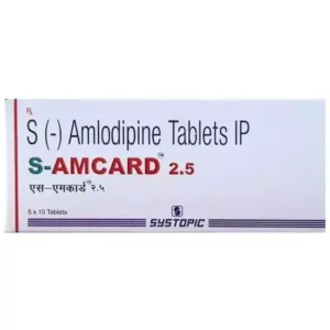 S Amcard 2.5 mg s-amlodipine tablet for high blood pressure and angina treatment